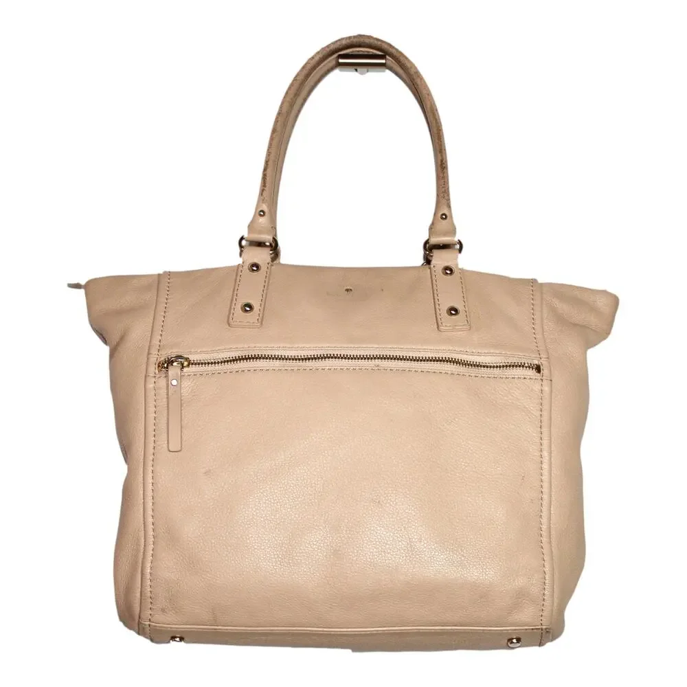 Kate Spade NY Beige Pebbled Leather Tote Satchel